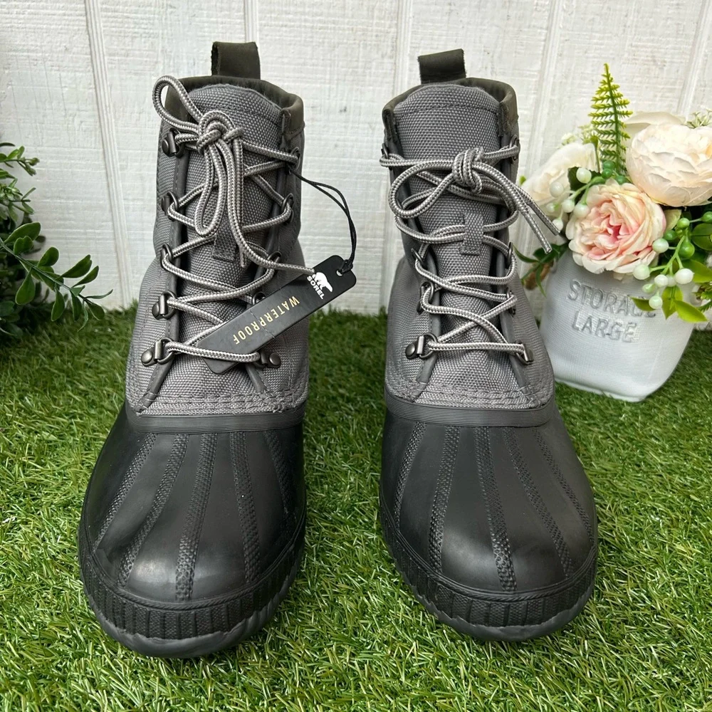 Sorel Cheyanne II Short Waterproof Boot -Quarry Black and Gray Canvas Boots Sz 9